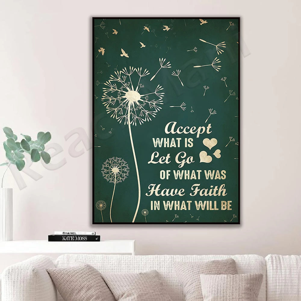 toile d'art nature morte pissenlit minimaliste moderne vert foncé blanc rectangle vertical