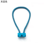 attaches rideaux décoratives modernes couleurs vives tressure cordée forme cube prismatique fixations nodales