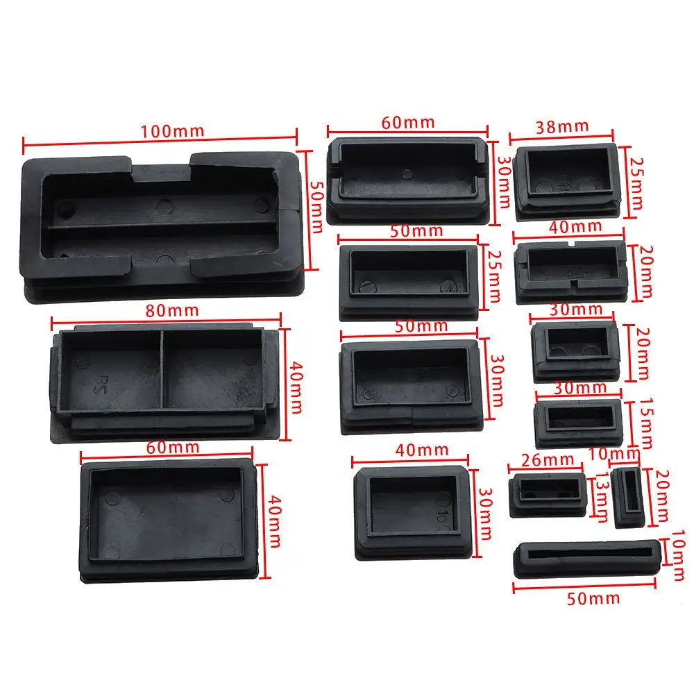 cache pieds noir adhésifs pratique rectangle haute qualité plastique 100x50mm 80x40mm 60x30mm 38x25mm 30x20mm
