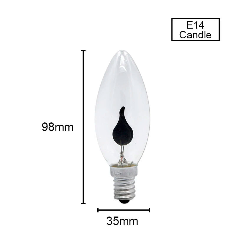 lampe led flamme noire transparente moderne e27 e14 3w 250 lumens 30000h