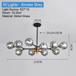lustre led moderne sphères translucides noir doré bubble light semi encastrée(touches)
