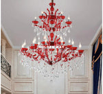 lustre cristal rouge transparent baroque classique encastrée led 105cm haute luminosité