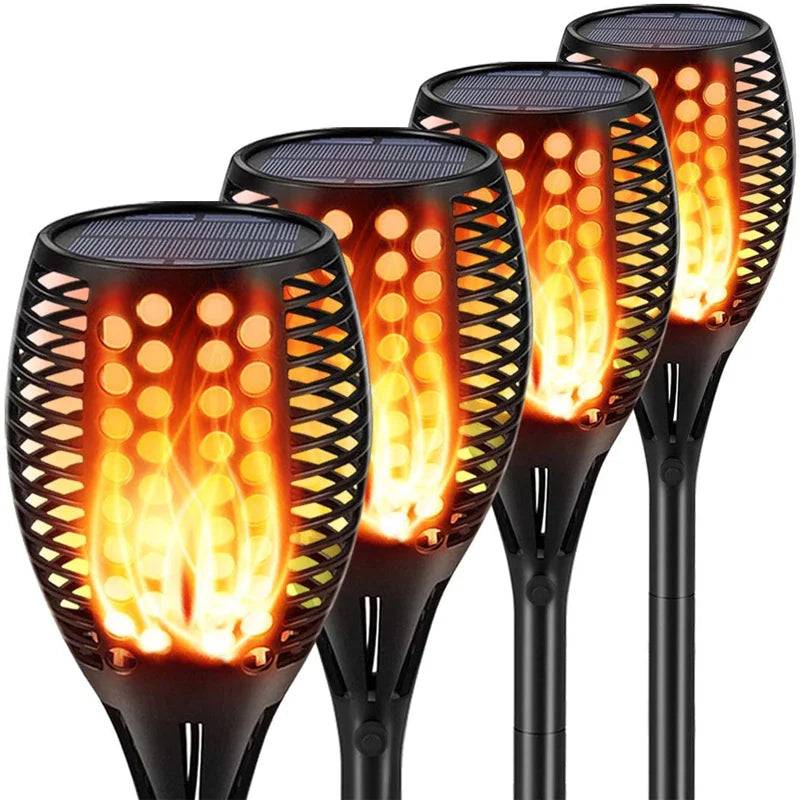 lumière solaire décorative moderne flamme artificielle motifs floraux noir orange jauneextérieur patio allée