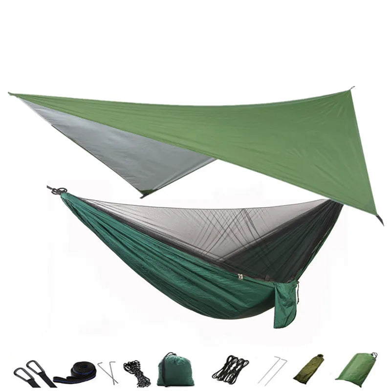 hamac camping moustiquaire auvent portable randonnée voyage survie extérieur vert