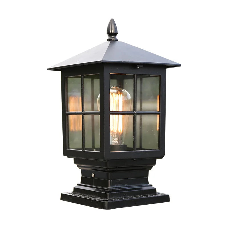 lampe sol classique noir bronze quadrillage transparent ip65 led e27 filaireextérieur moderne