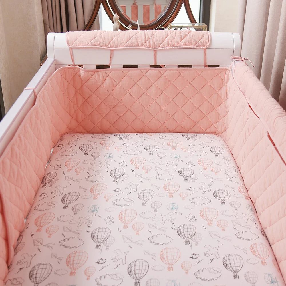 lit bébé drap montgolfières nuages carreaux 190cm 360cm doux moderne coton roseclair