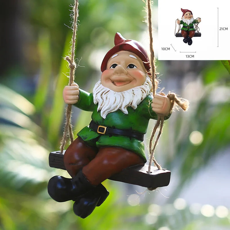 décoration intérieure extérieure poupée jardin gnome résine verte rouge bleue noire blanche classique hamac