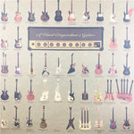 affiche murale vintage guitares illustration kraft papier couleur noir bleu rose trắngGRES opaque années