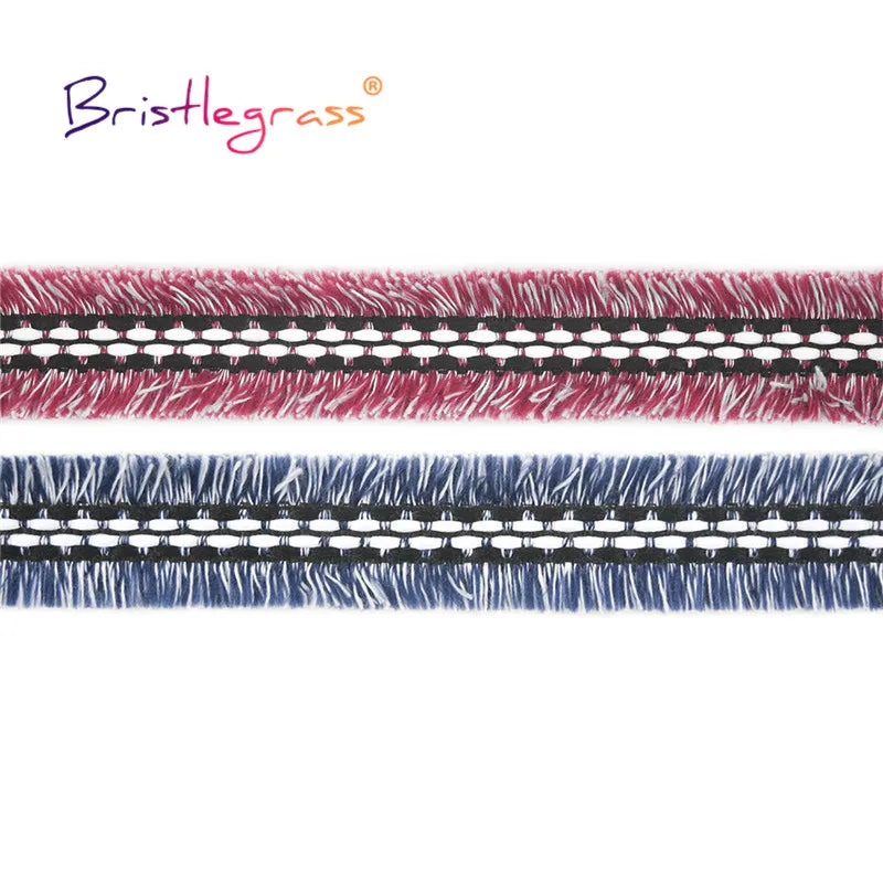 ruban frisé bleu marine rose franges motifs géométriques texturé polyester 10cm