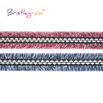 ruban frisé bleu marine rose franges motifs géométriques texturé polyester 10cm