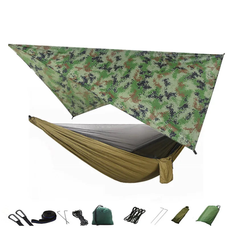 hamac camping moustiquaire auvent portable randonnée voyage survie extérieur vert