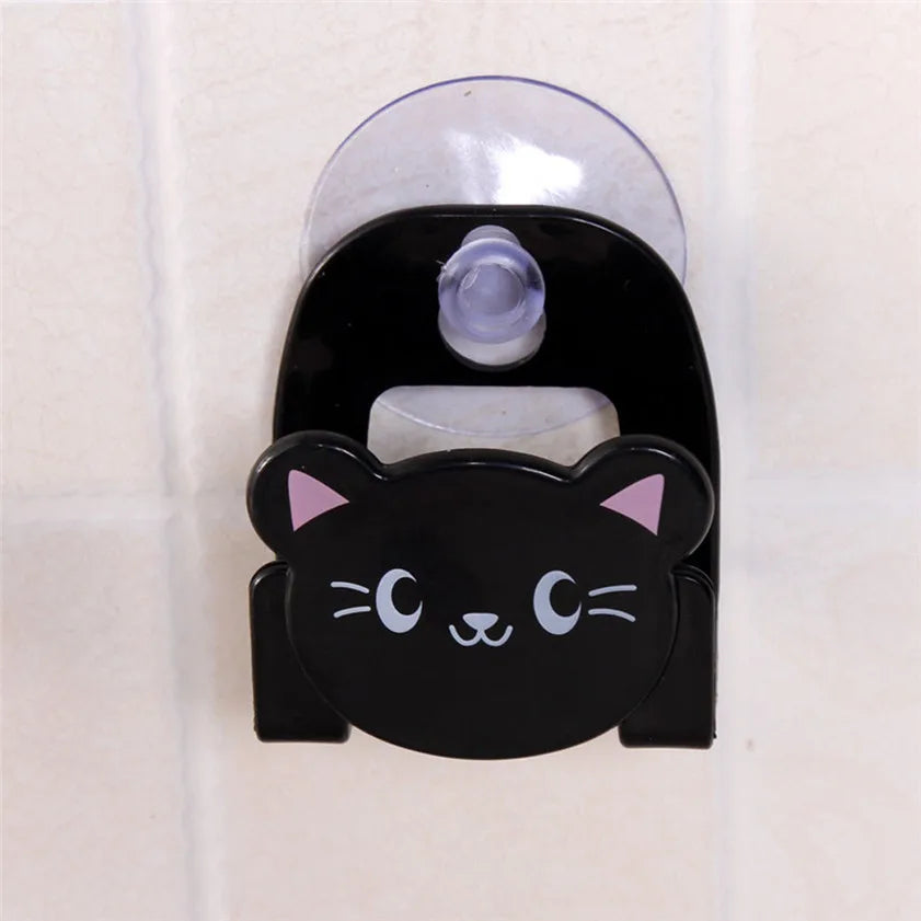 porte savon kawaii chat grenouille ours panda ventouse éponge poreuse mignon noir vert blanc