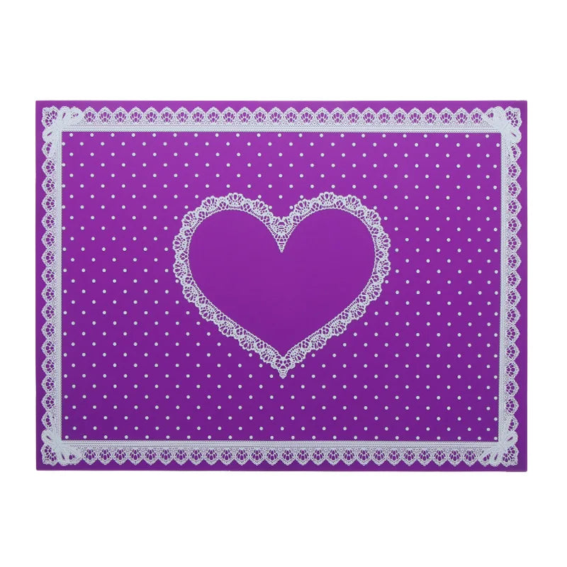 serviettes silicone points blancs noir rose bordure dentelle nail art classique coeurs pliableswasher resistant
