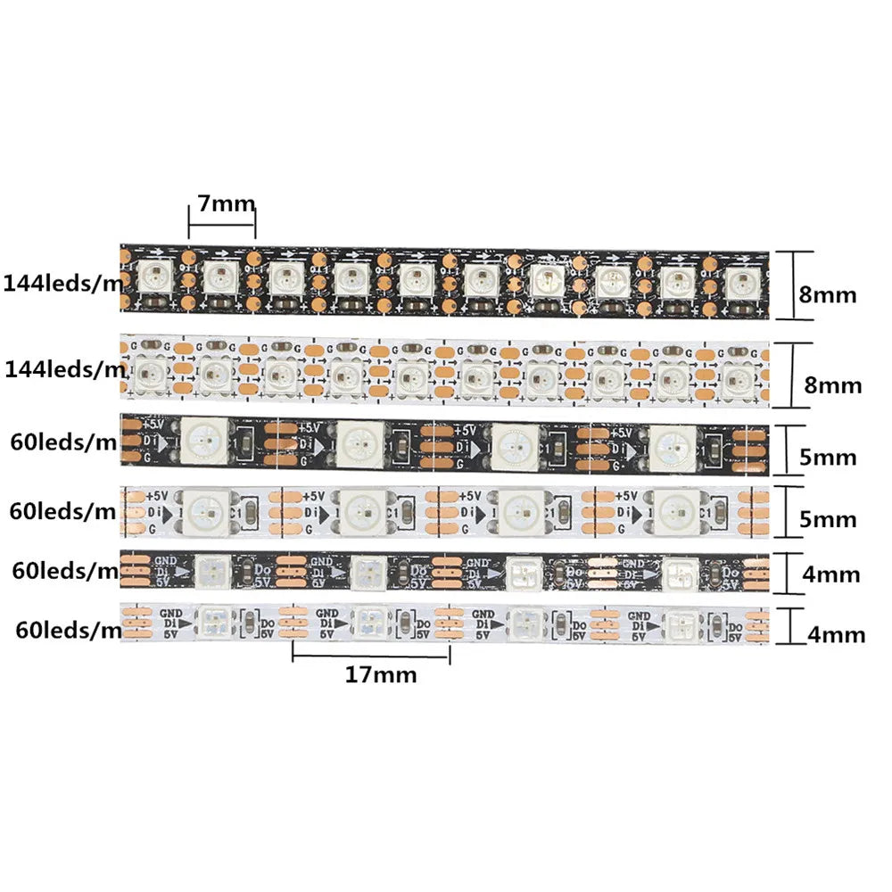 ruban led noir blanc smd 5v ws2812b 50000h adhésif moderne circuits imprimés led