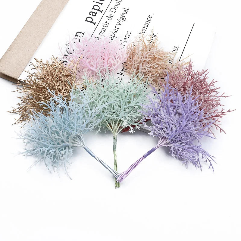 bouquet artificiel feuilles violet beige rose gris bleu doré extérieur pinces métalliques naturel exposition