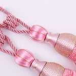 pompons rideau élégants rose doré gris rouge marron tissu uni noeuds décoratifs fixés