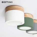 Spot LED moderne bois naturel abat jour métal gris blanc lumière