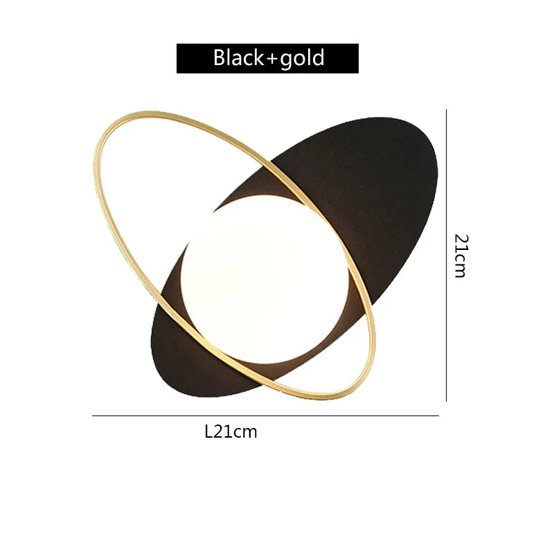 lampe murale moderne noir doré diffuseur blanc éclairage cuisine chambre salle manger entrée 21cm