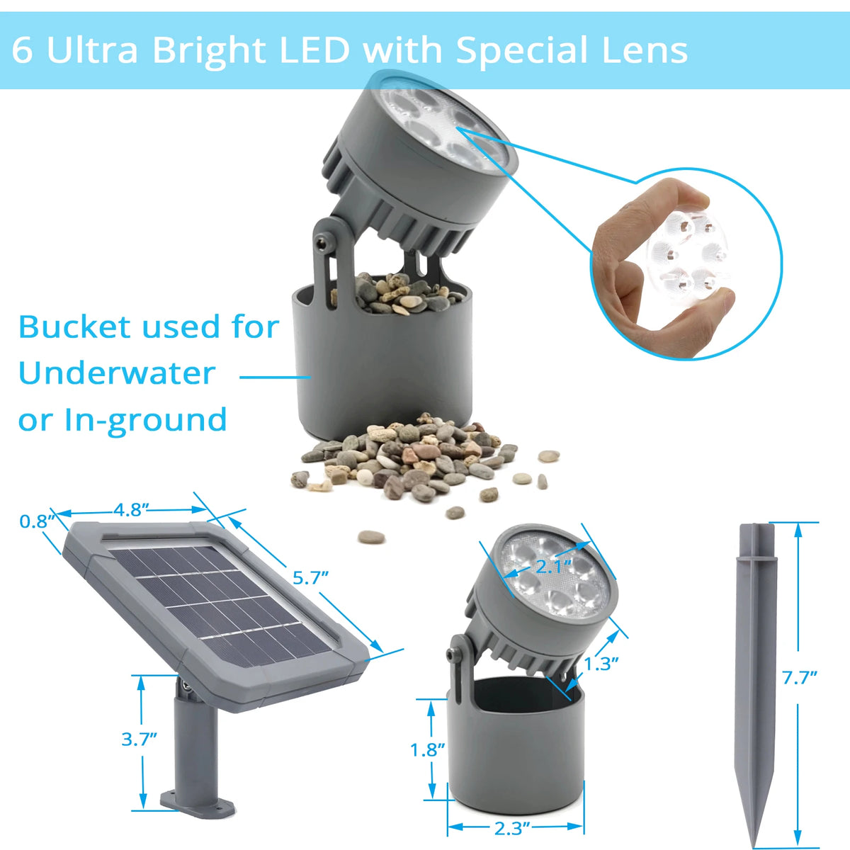 projecteur solaire gris moderne ip68 led auto allumage extérieur jardin piscine