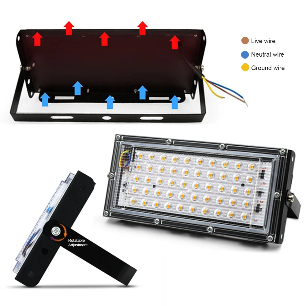 projecteur led 100w 50w noir moderne ip65 extérieur intérieur 220v