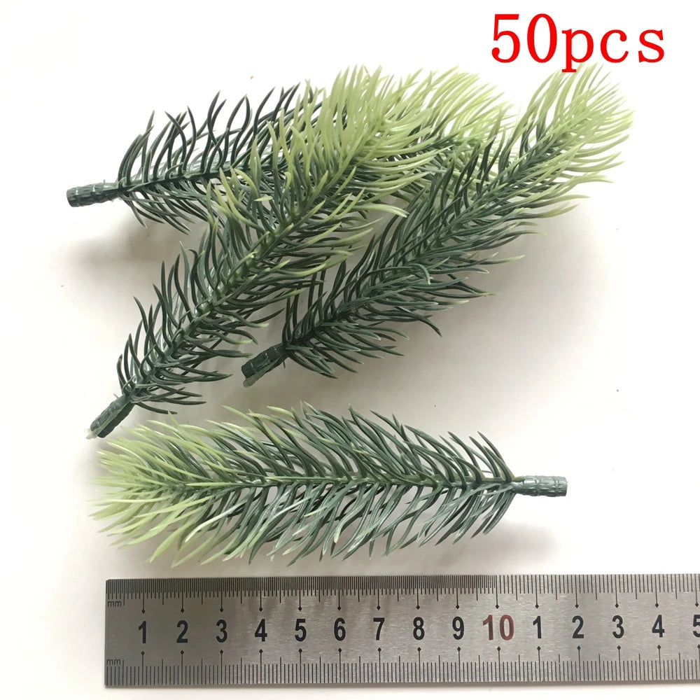 décoration intérieure branche artificielle sapin feuilles vert naturelle clips diy 50 pièces festive mariage