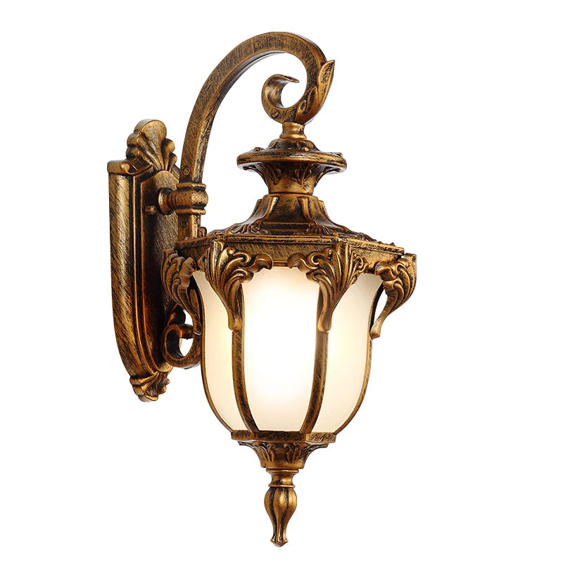 lampe murale vintage bronze noir verre mat ornements sculptés éclairage quotidien fixée mur aluminium