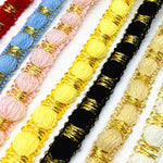 ruban décoratif tressé bandes dorées 12mm rouge bleu rose jaune noir beige