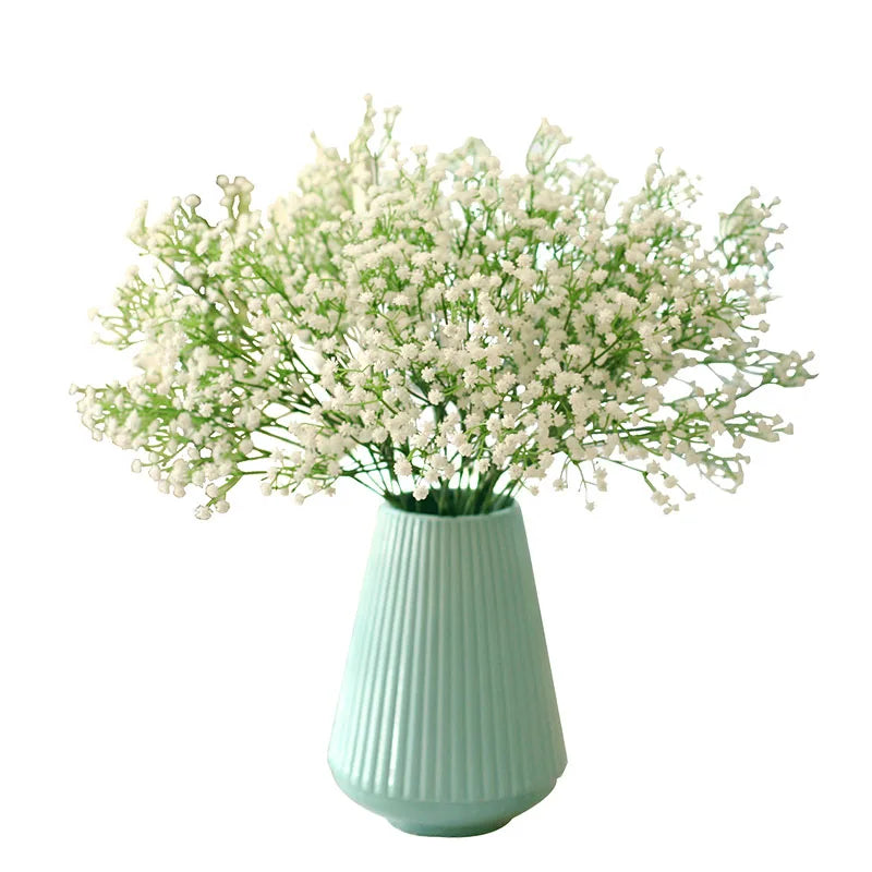 décoration intérieure bouquet artificiel blanc fleurs simples moderne 52cm transparent vase mariage anniversaire baby