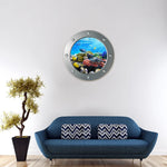 sticker mural sous marin coraux poissons moderne gris métallisé PVC øillets chambre enfant décoration