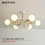 lampe suspendue moderne blanc bois boules translucides branches led chambre salle manger