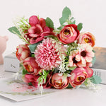 fleur artificielle rose thé soie bouquet rouge blanc décoration mariage maison jardin