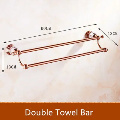 accessoires salle bain or rose élégants cristaux luxueux porte serviettes savon papier toilette vintage