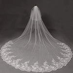 voile mariée blanc dentelle polyester clips métalliques classique bordure florale deux couches adultère femme