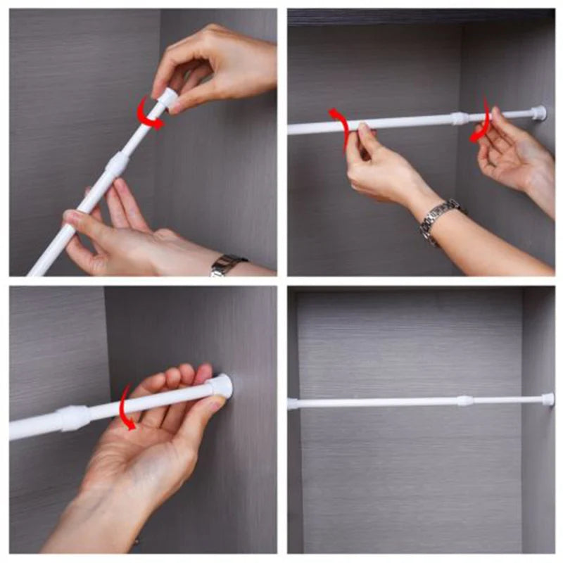 tige rideau extensible acier blanc moderne embouts protection 30 50cm 40 70cm 55 90cm