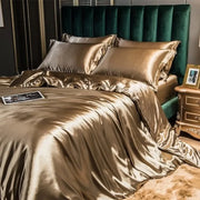 Housse de couette en soie rose poudré 25 Momme - Ensemble de literie haut de gamme pour lit reine et roi