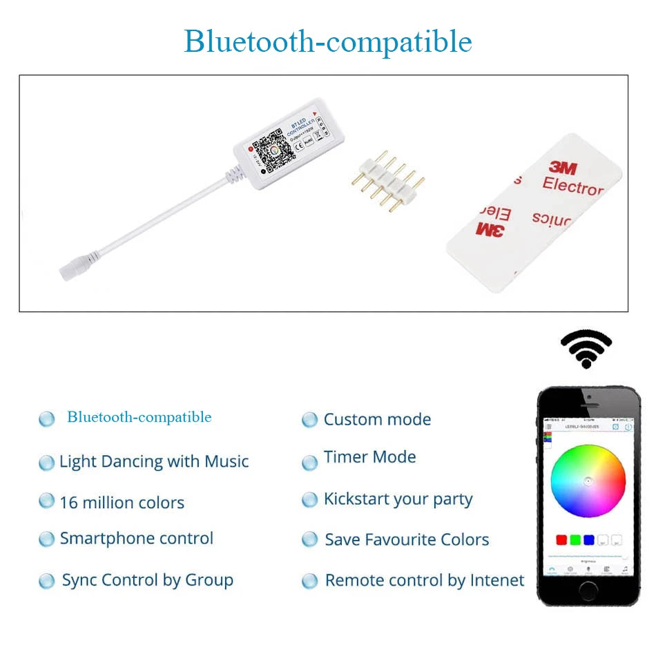 contrôleur led wifi rgbw adhésif moderne télécommande ir qr code blanc technologie bluetooth