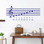 Sticker mural 3D notes de piano bleu dans salon moderne