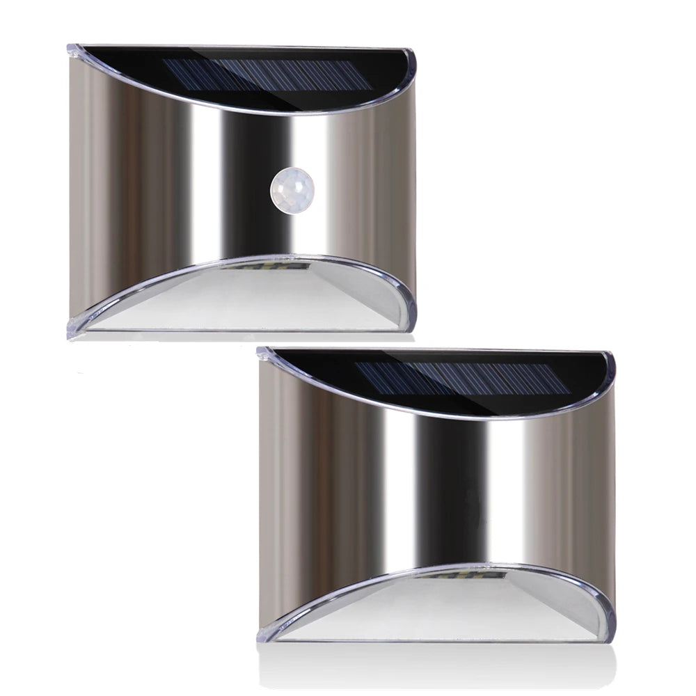 lampe solaire murale moderne argentée led adhésive extérieure capteur mouvement