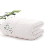 serviettes bain fibre bambou séchage rapide broderie classique rose blanc violet vert