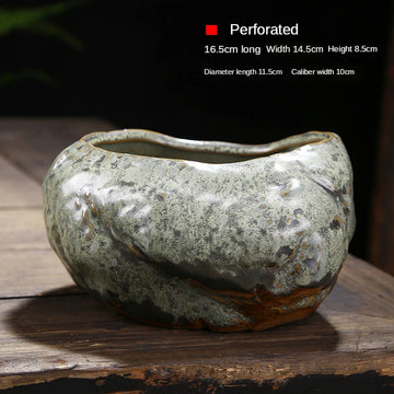 pot plante céramique glacé moderne minimaliste vert gris matériau poterie sans trou