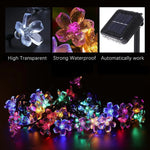 guirlande lumineuse solaire fleurs multicolores extérieures festives 50 led imperméables