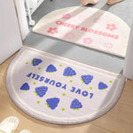 tapis bain antidérapant fleurs moderne marron clair vert bleu rose blanc