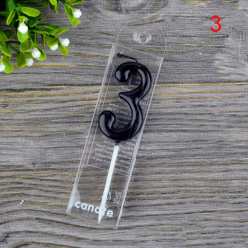 bougies numériques anniversaire noires décoration gâteau moderne adhésif
