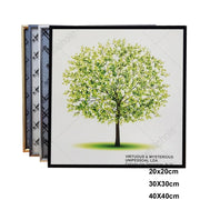 cadre photo moderne noir arbre feuillage vert montagneux transparent mur aluminium