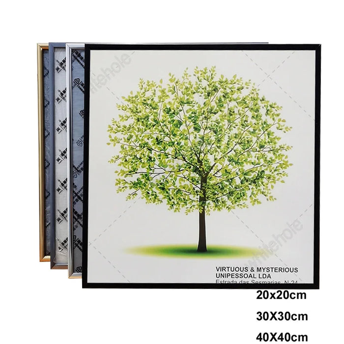 Cadre photo aluminium 20x20 cm noir sur mur blanc