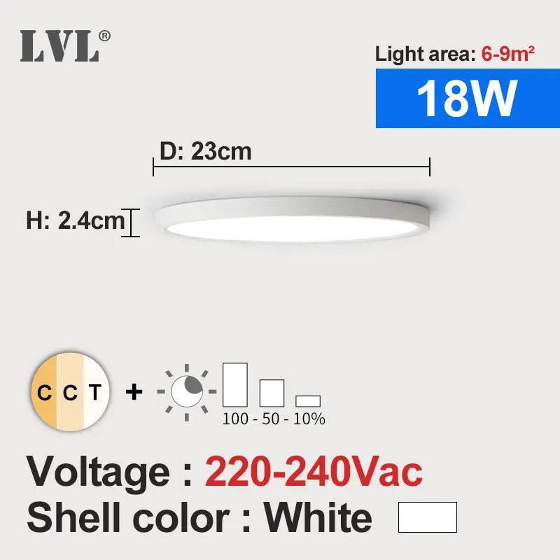 plafonnier led blanc moderne 24w 1080lm 10 15m² facile interrupteur mural