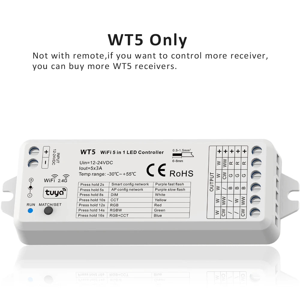 contrôleur led intelligent wifi rf 24g rh blanc noir cct rgb cct rgbw led