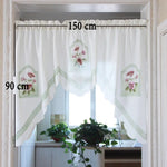 rideau fenêtre floral fruité bordure rayée semi transparent tringle chambre cuisine