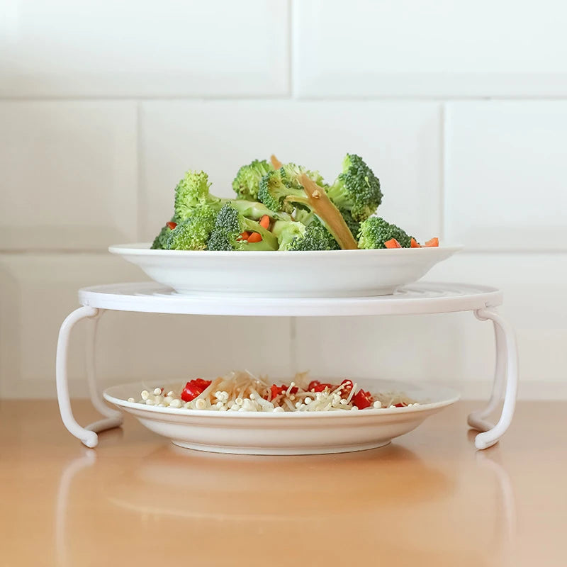 support cuisine blanc spirale réutilisable multiple niveaux moderne poignées assiettes