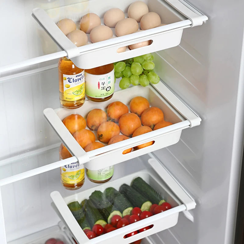 paniers rangement réfrigérateur blanc perforés moderne adhésif pratique kitchen organizer kitchen accessories